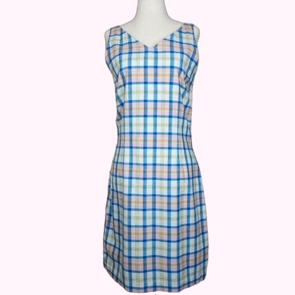 Tommy Hilfiger 90s Vintage Plaid Cotton Sleeveless Mini Dress Size 4